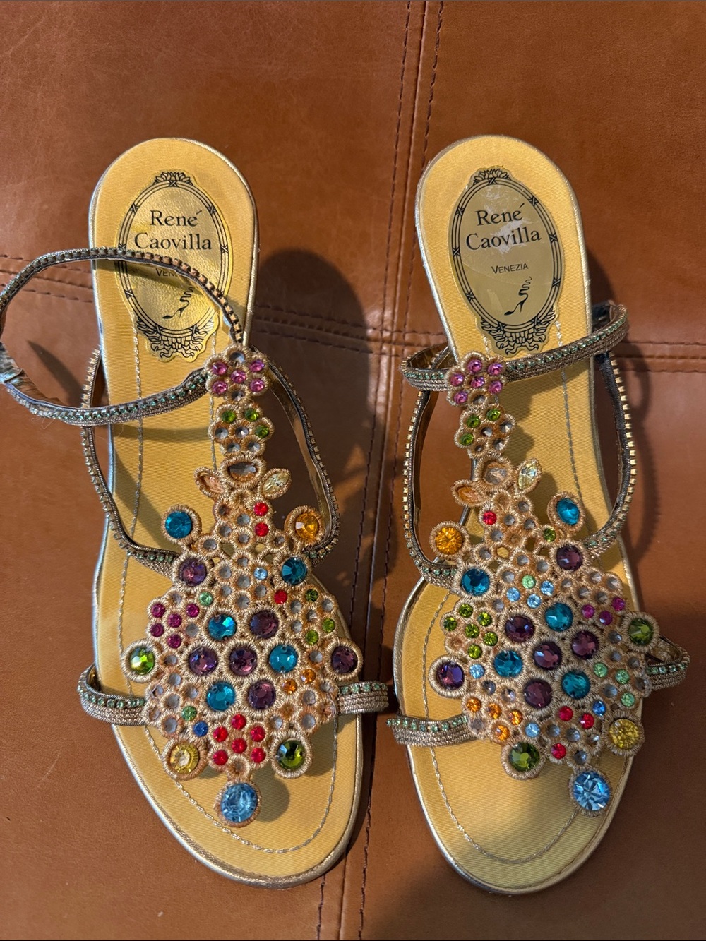 Rene Caovilla Multicolor Jeweled Sandals